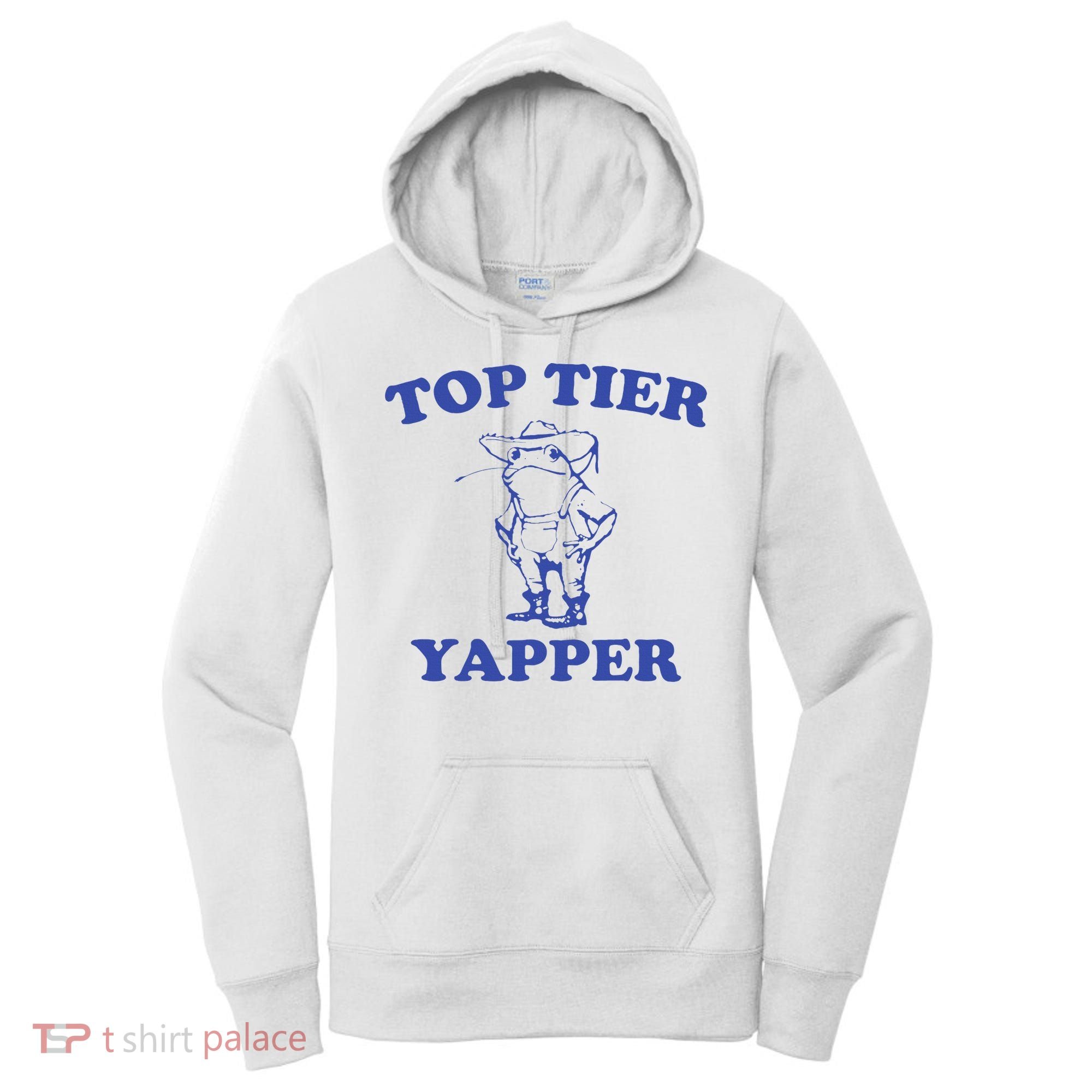 Funny Top Tier Yapper Funny Meme Cowboy Frog Yapping Quote Women's Hoodie