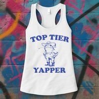 Funny Top Tier Yapper Funny Meme Cowboy Frog Yapping Quote Women's Tank Top thumb 3