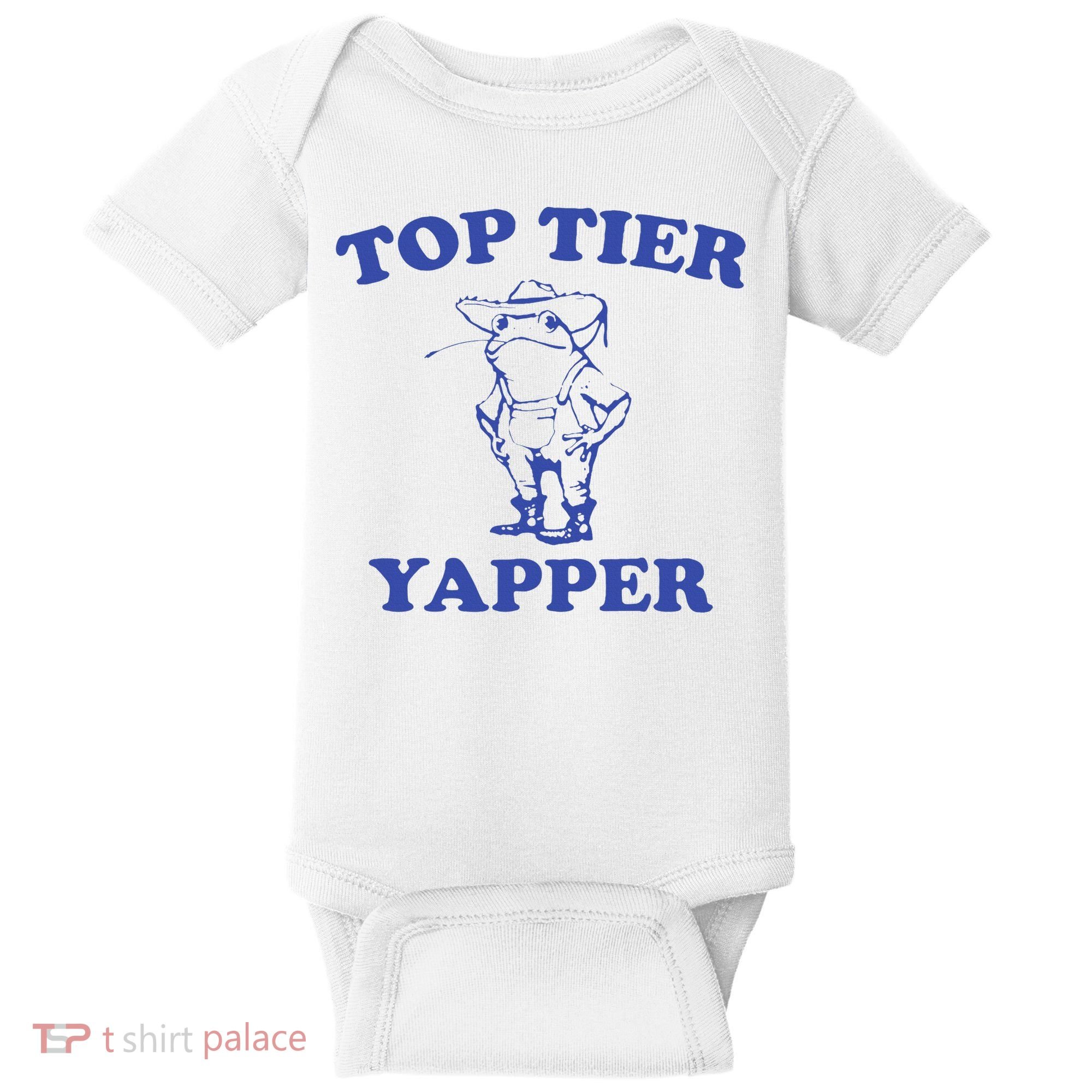 Funny Top Tier Yapper Funny Meme Cowboy Frog Yapping Quote Baby Bodysuit