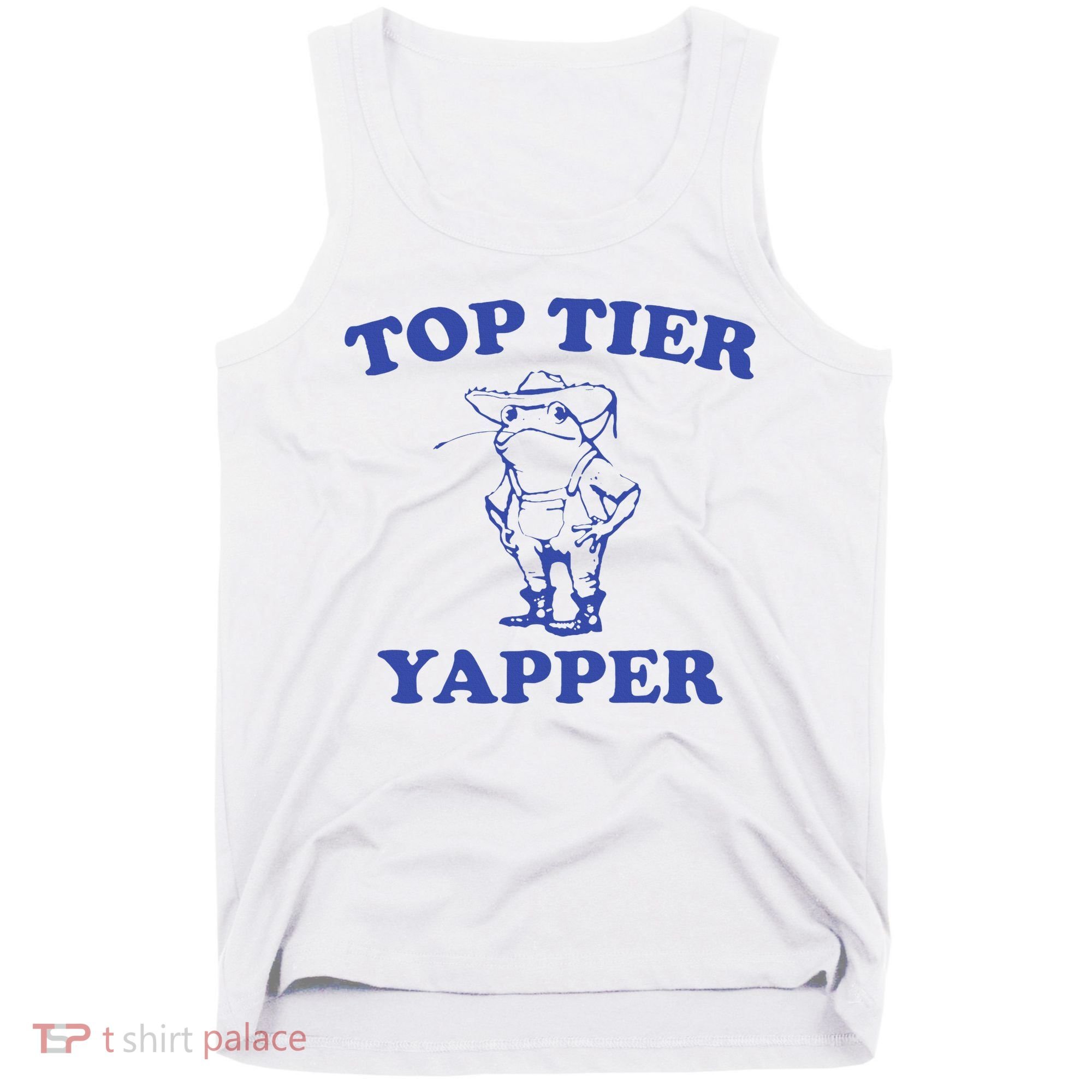 Funny Top Tier Yapper Funny Meme Cowboy Frog Yapping Quote Tank Top