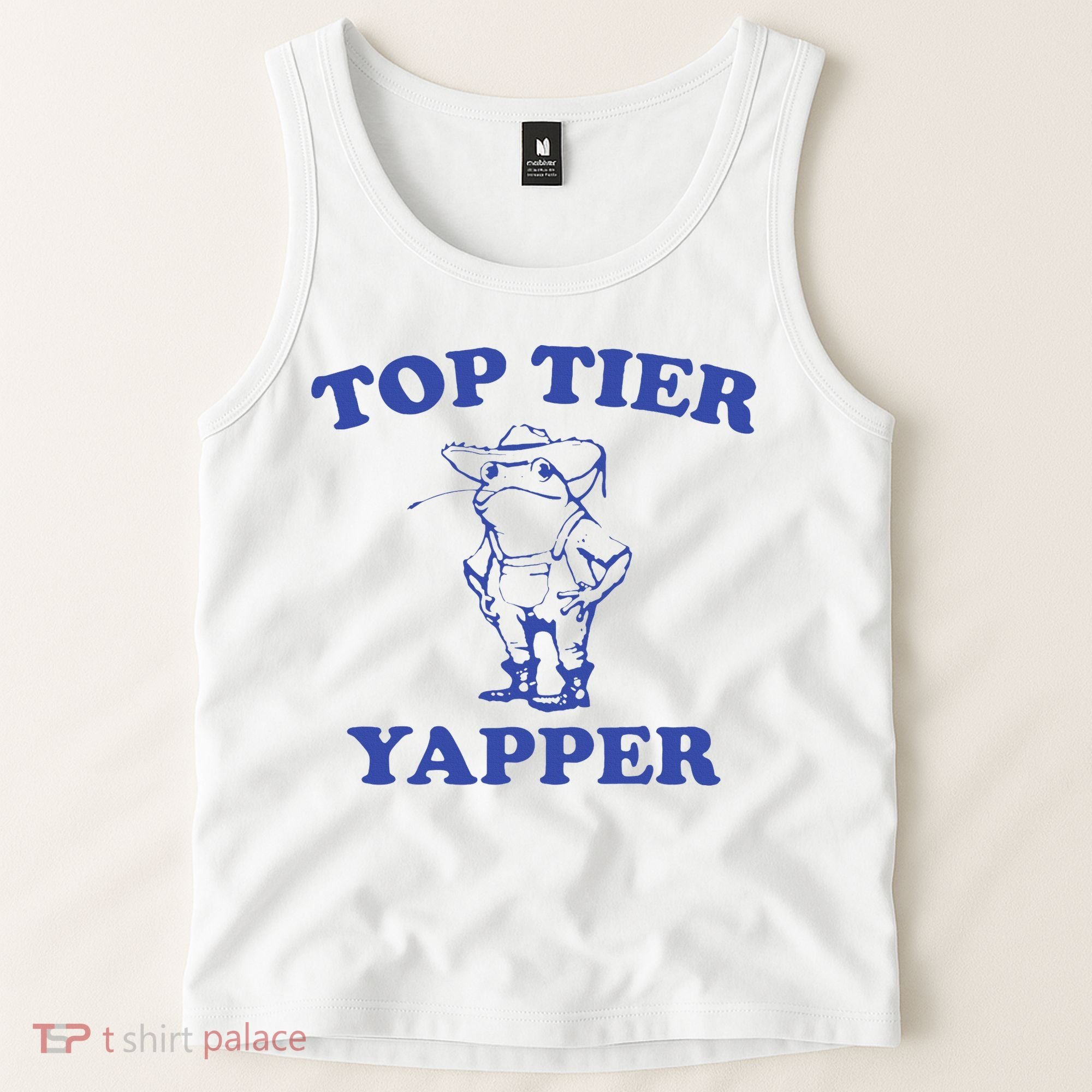Funny Top Tier Yapper Funny Meme Cowboy Frog Yapping Quote Tank Top