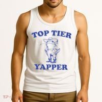 Funny Top Tier Yapper Funny Meme Cowboy Frog Yapping Quote Tank Top thumb 3