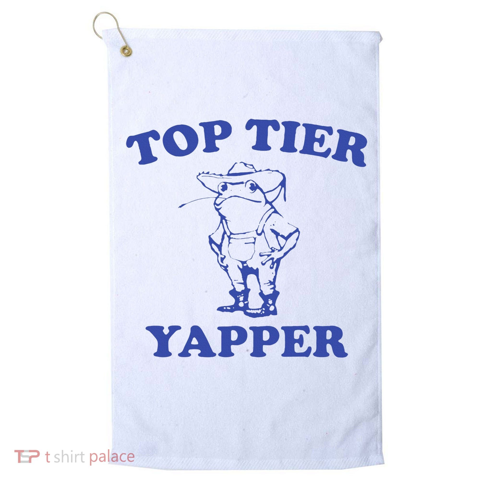 Funny Top Tier Yapper Funny Meme Cowboy Frog Yapping Quote Golf Towel