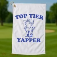 Funny Top Tier Yapper Funny Meme Cowboy Frog Yapping Quote Golf Towel thumb 1