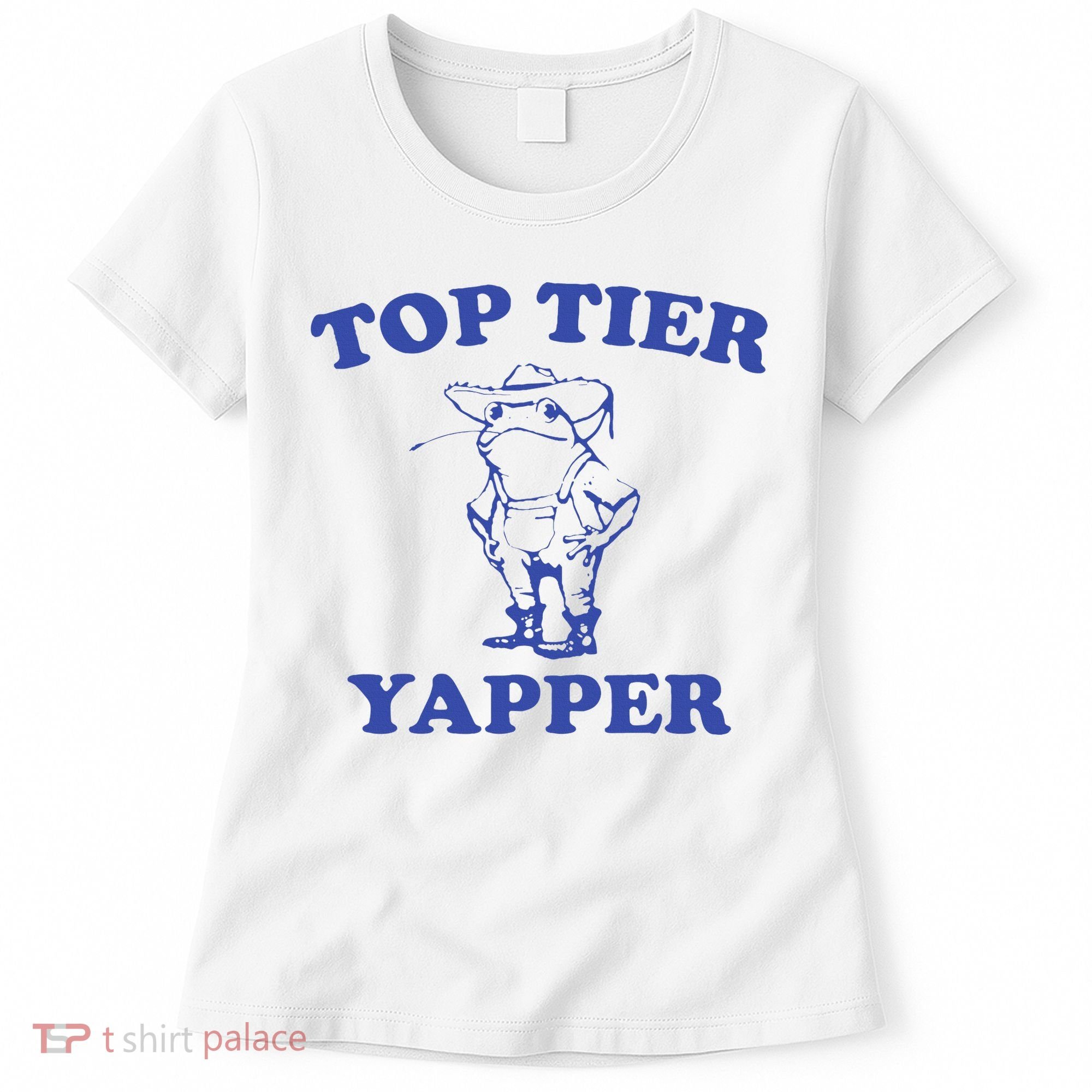Funny Top Tier Yapper Funny Meme Cowboy Frog Yapping Quote Women's T-Shirt