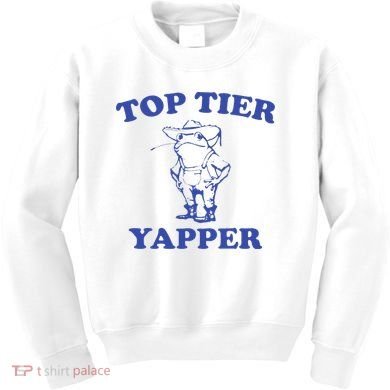 Funny Top Tier Yapper Funny Meme Cowboy Frog Yapping Quote Kids Sweatshirt