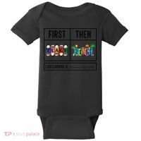 First Teach Then Beach I Am Earning A Summer Break Teacher Baby Bodysuit thumb 0