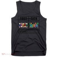 First Teach Then Beach I Am Earning A Summer Break Teacher Tank Top thumb 0
