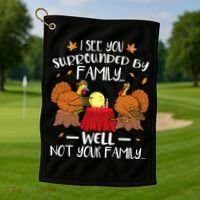 Funny Turkey Thanksgiving Golf Towel thumb 1