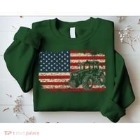 Farm Tractors USA Flag Patriotic Farming Gift Sweatshirt thumb 2
