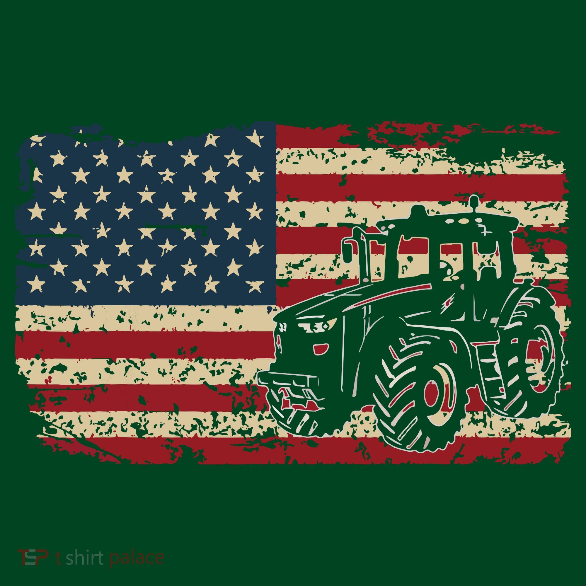Farm Tractors USA Flag Patriotic Farming Gift T-Shirt