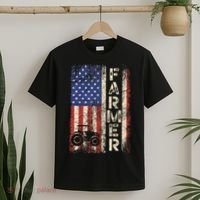 Farmer Tractors USA American Flag Patriotic Farming Gifts T-Shirt thumb 2