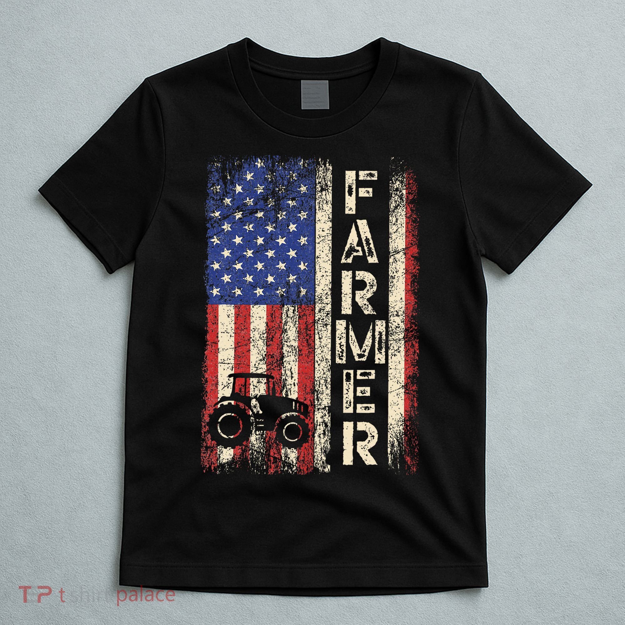 Farmer Tractors USA American Flag Patriotic Farming Gifts T-Shirt