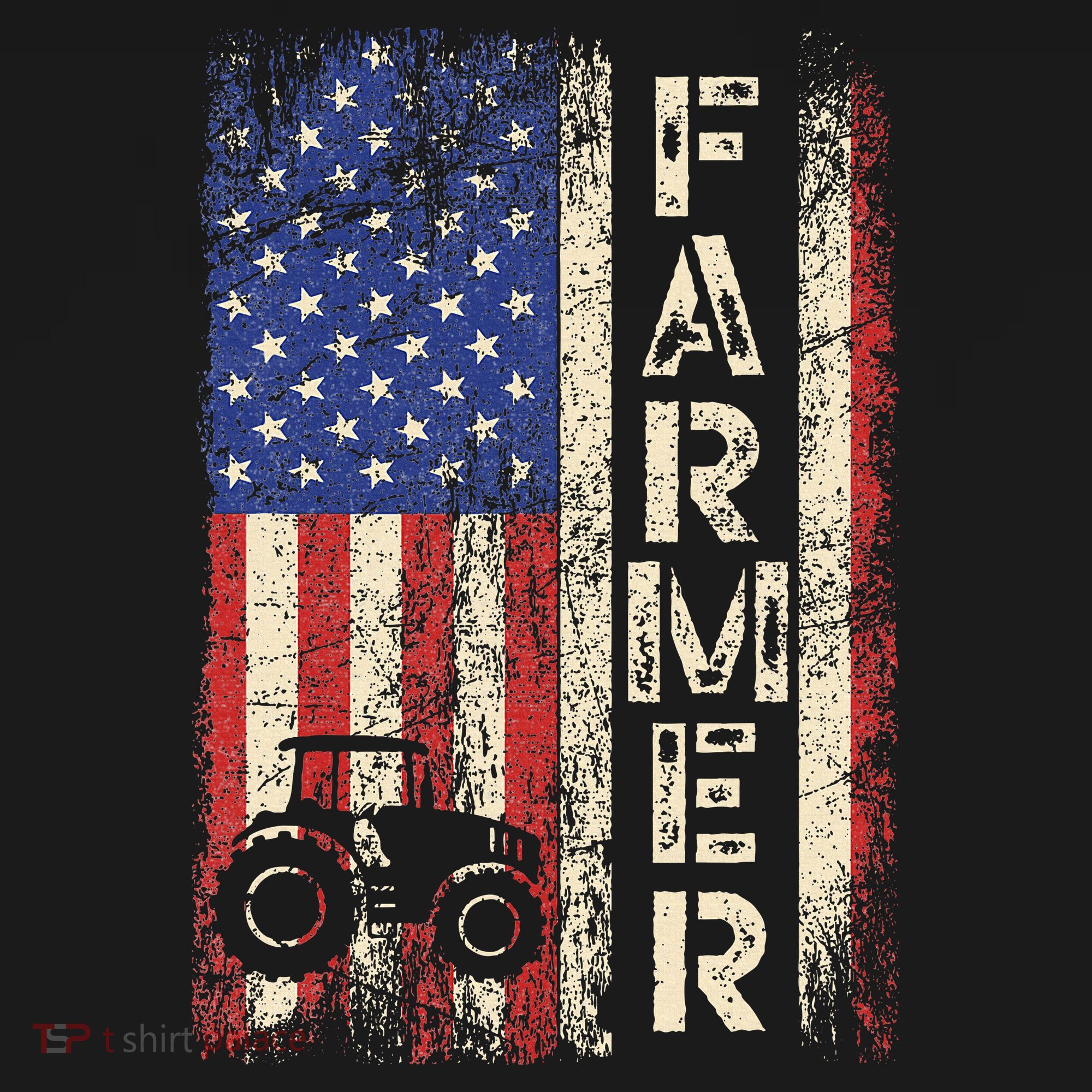 Farmer Tractors USA American Flag Patriotic Farming Gifts T-Shirt