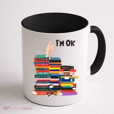 Funny Thumbs Up I'm Ok Book Lover Coffee Mug back