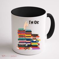 Funny Thumbs Up I'm Ok Book Lover Coffee Mug thumb 1
