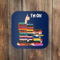Funny Thumbs Up I'm Ok Book Lover Coaster thumb 0