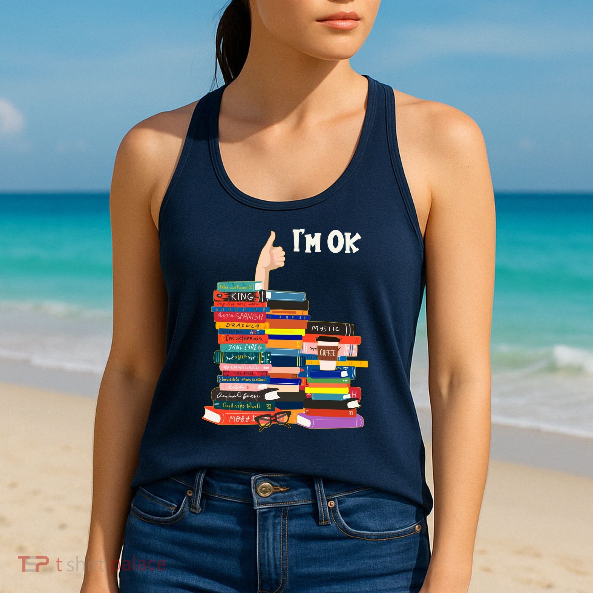 Funny Thumbs Up I'm Ok Book Lover Women's Tank Top