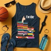 Funny Thumbs Up I'm Ok Book Lover Tank Top thumb 4