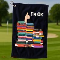 Funny Thumbs Up I'm Ok Book Lover Golf Towel thumb 1