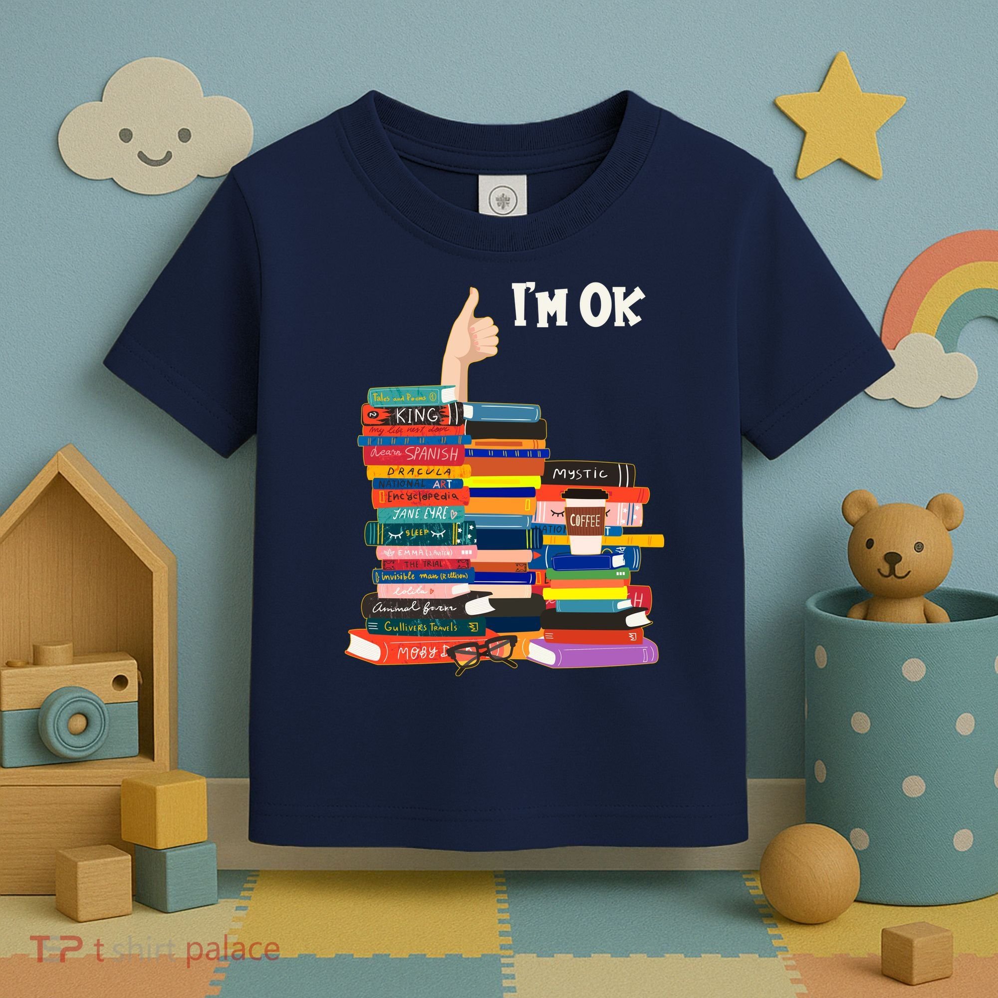Funny Thumbs Up I'm Ok Book Lover Toddler T-Shirt