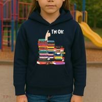 Funny Thumbs Up I'm Ok Book Lover Kids Hoodie thumb 3