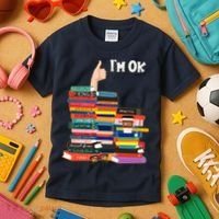 Funny Thumbs Up I'm Ok Book Lover Kids T-Shirt thumb 3