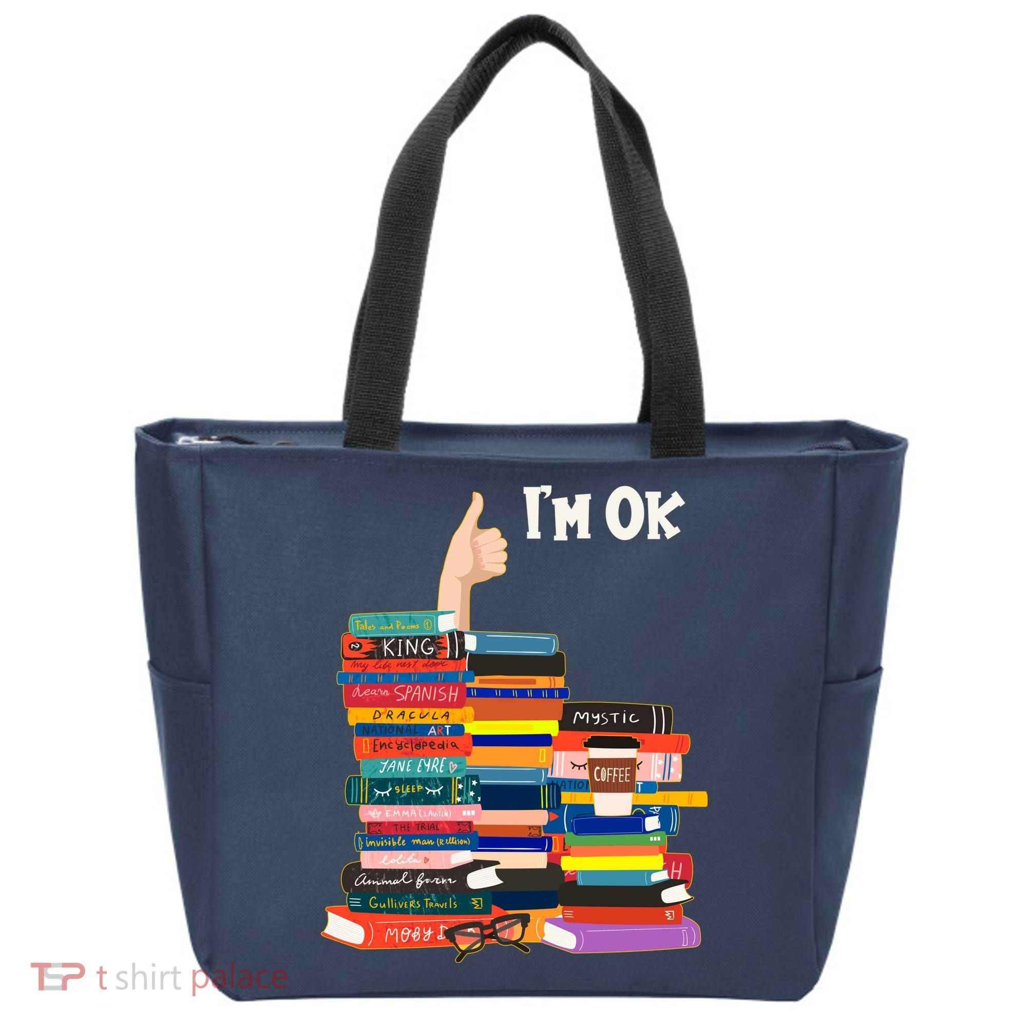 Funny Thumbs Up I'm Ok Book Lover Tote Bag