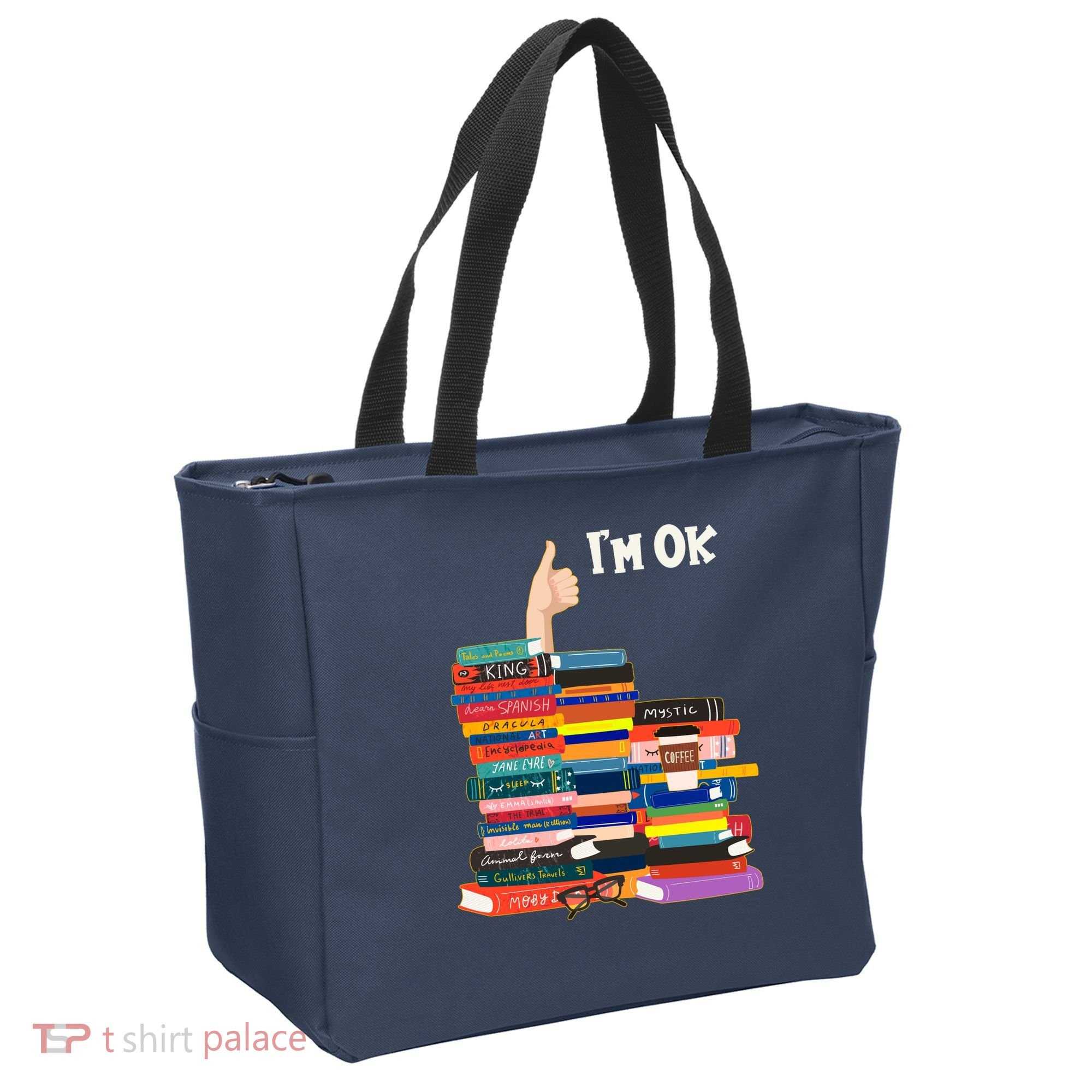 Funny Thumbs Up I'm Ok Book Lover Tote Bag