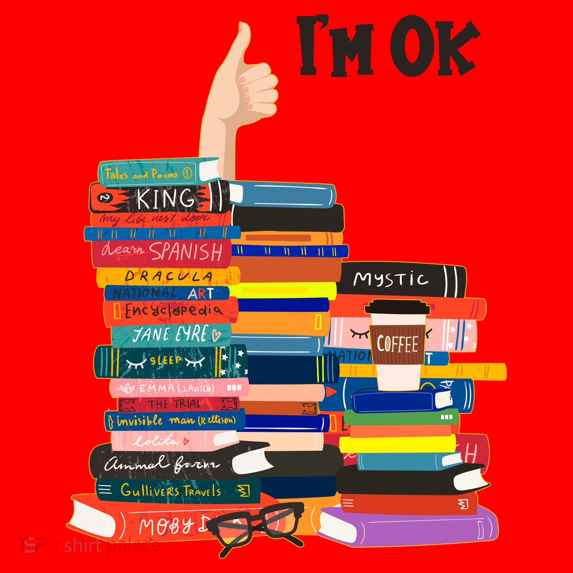 Funny Thumbs Up I'm Ok Book Lover Santa Hat