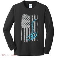 Fur Trapper US American Flag Cool Outdoor Trapping Gear  Kids Long Sleeve Shirt thumb 0
