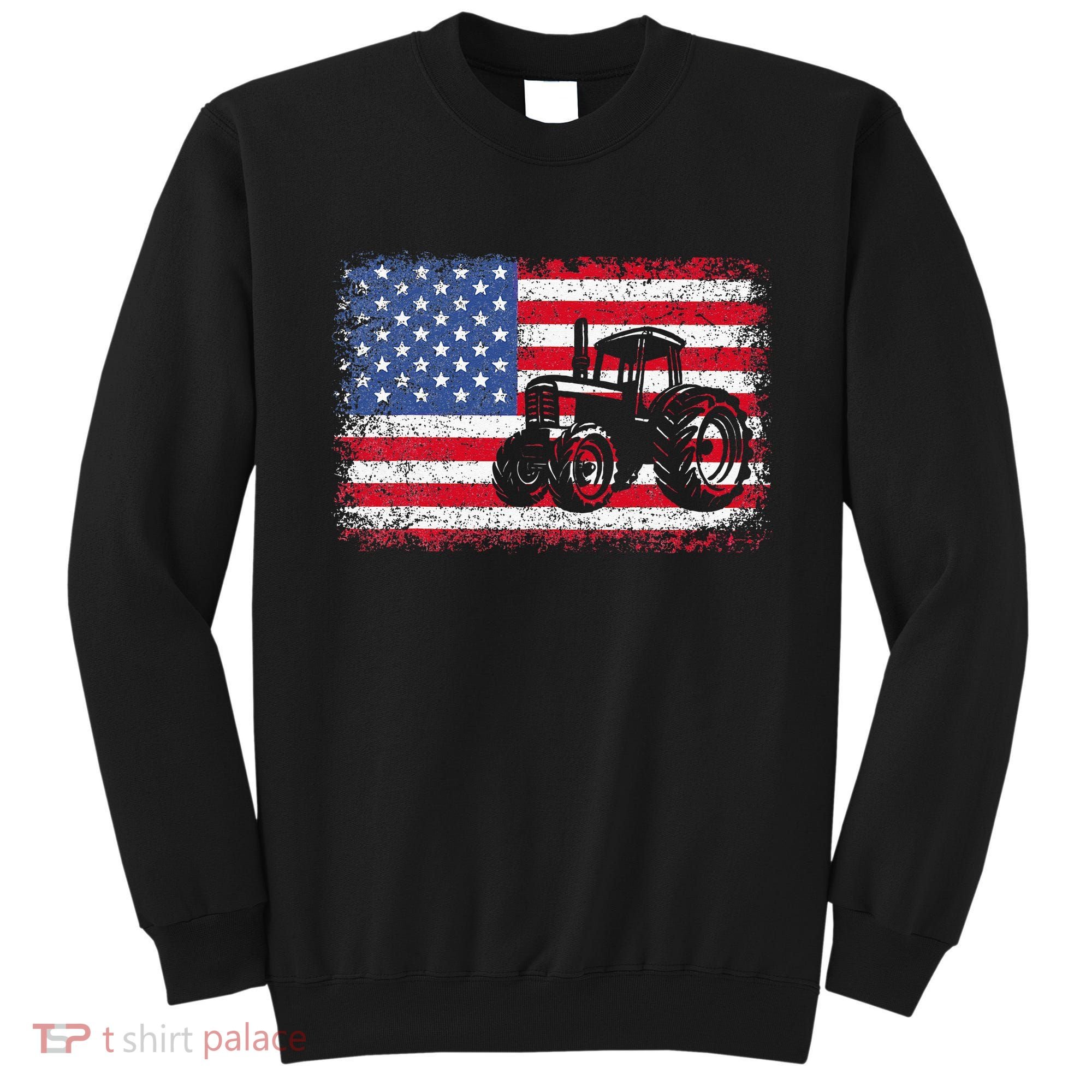 Farm Tractors USA Flag Patriotic Farming Gift Sweatshirt