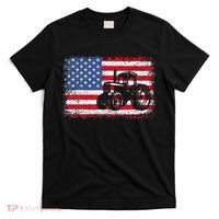 Farm Tractors USA Flag Patriotic Farming Gift T-Shirt thumb 0