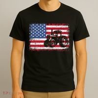 Farm Tractors USA Flag Patriotic Farming Gift T-Shirt thumb 3
