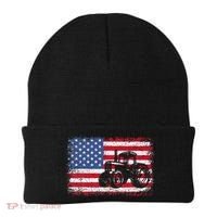 Farm Tractors USA Flag Patriotic Farming Gift Beanie thumb 0