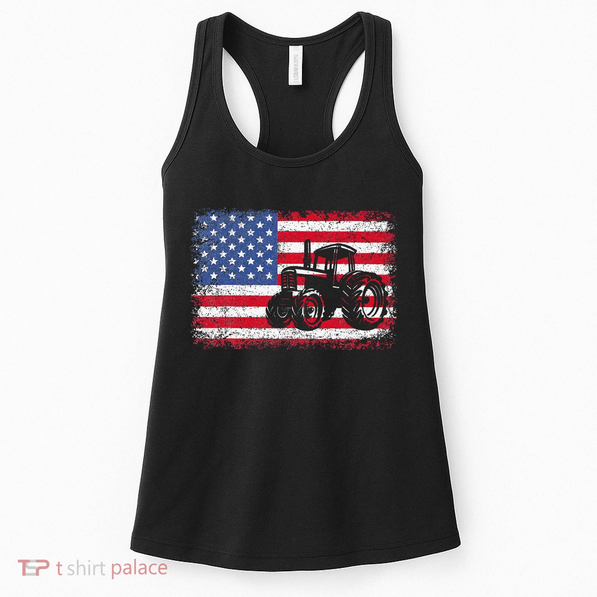 Farm Tractors USA Flag Patriotic Farming Gift Women's Tank Top