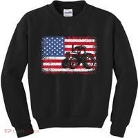 Farm Tractors USA Flag Patriotic Farming Gift Kids Sweatshirt thumb 0