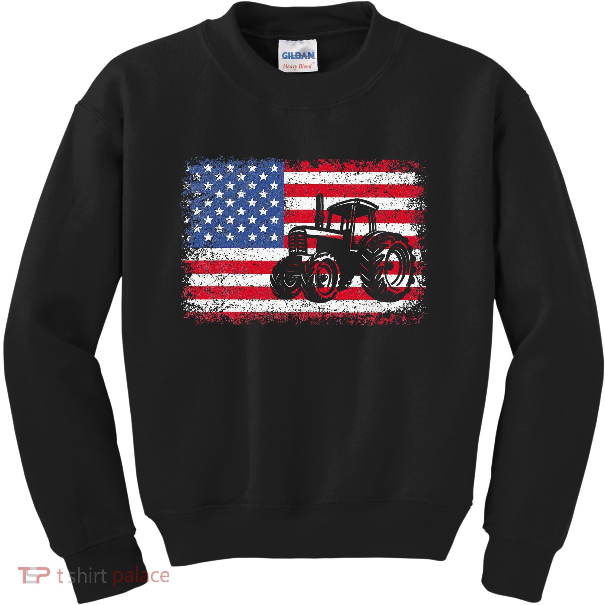 Farm Tractors USA Flag Patriotic Farming Gift Kids Sweatshirt