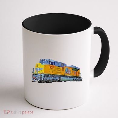 Freight Train Union Pacific Engine Coffee Mug back