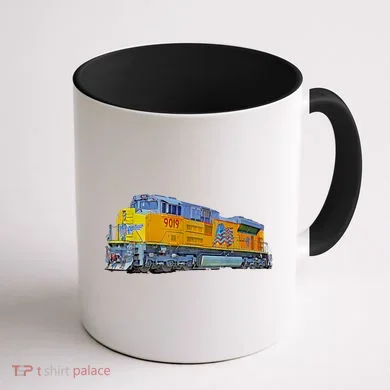 Freight Train Union Pacific Engine Coffee Mug back