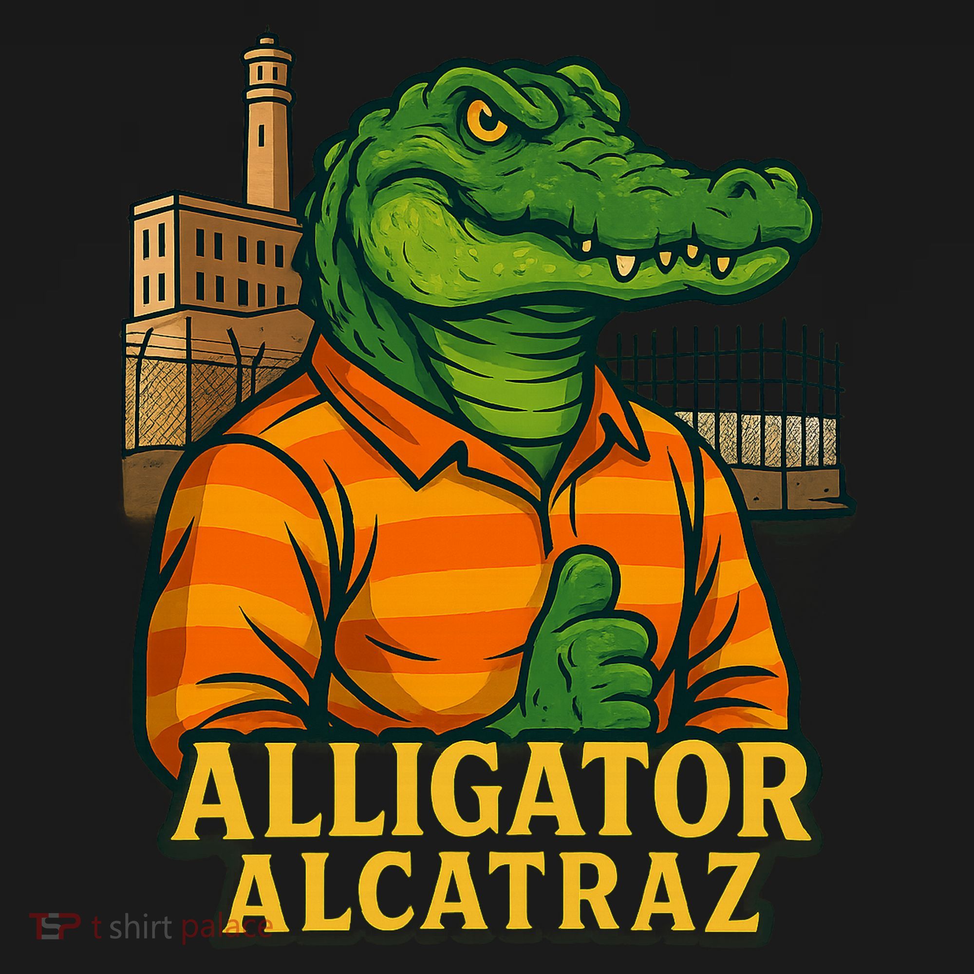 Funny Thumbs Up Alligator Alcatraz Bucket Hat