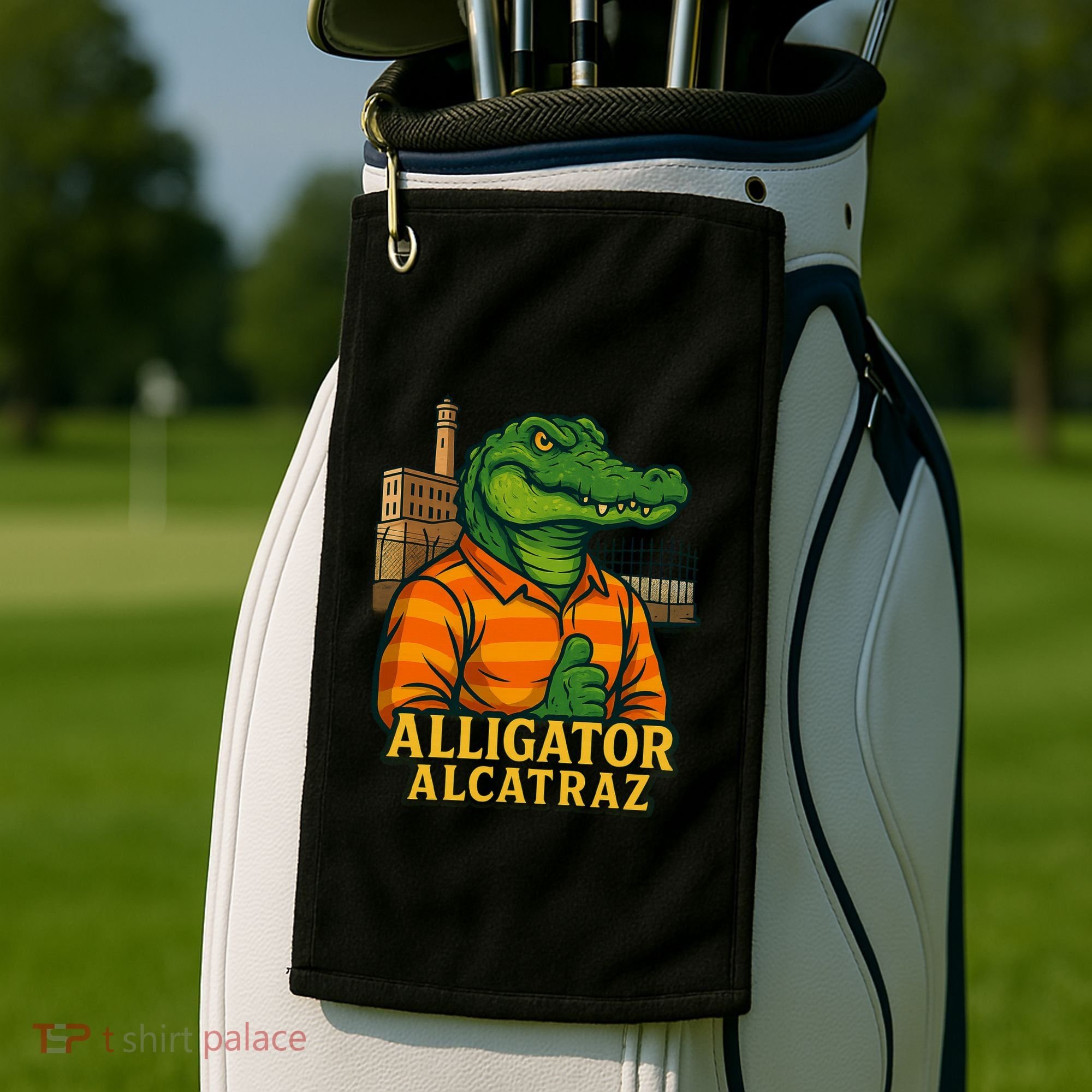 Funny Thumbs Up Alligator Alcatraz Golf Towel