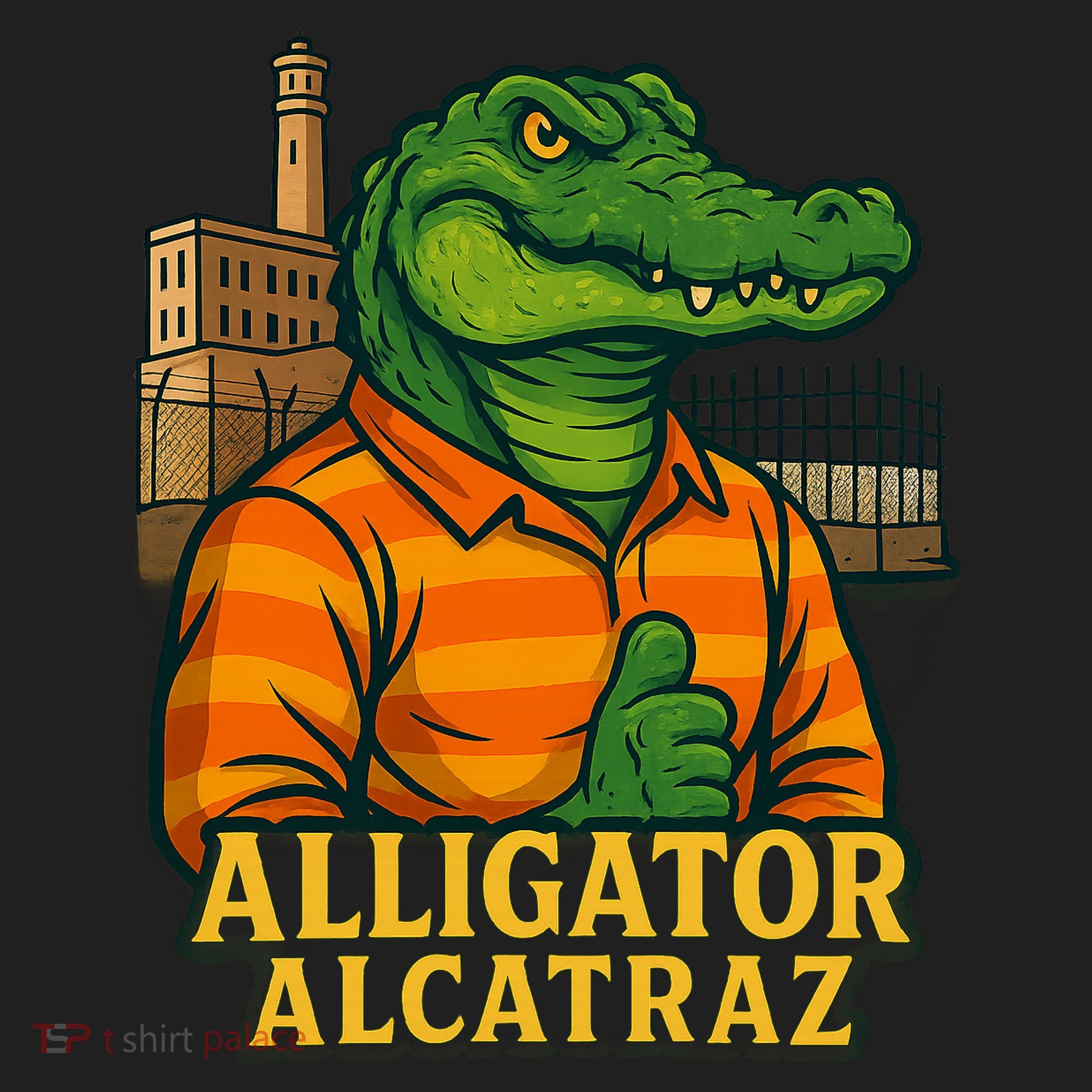 Funny Thumbs Up Alligator Alcatraz Golf Towel
