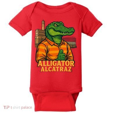 Funny Thumbs Up Alligator Alcatraz Baby Bodysuit
