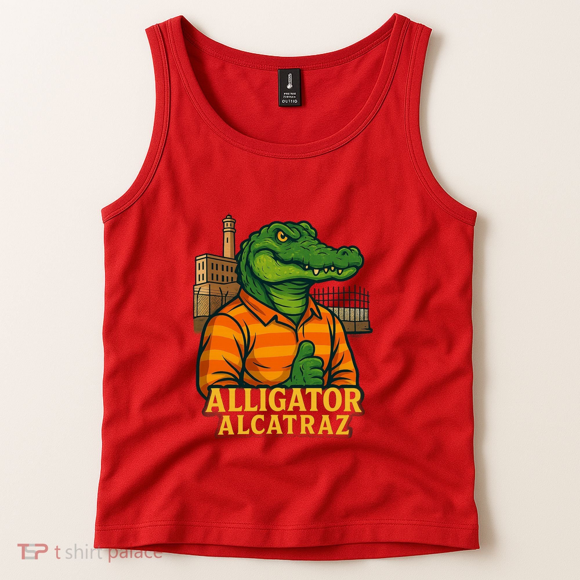 Funny Thumbs Up Alligator Alcatraz Tank Top