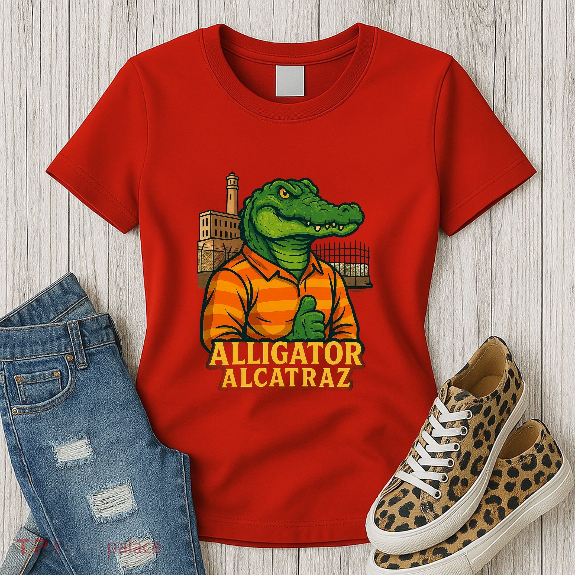 Funny Thumbs Up Alligator Alcatraz Women's T-Shirt