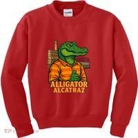 Funny Thumbs Up Alligator Alcatraz Kids Sweatshirt thumb 0