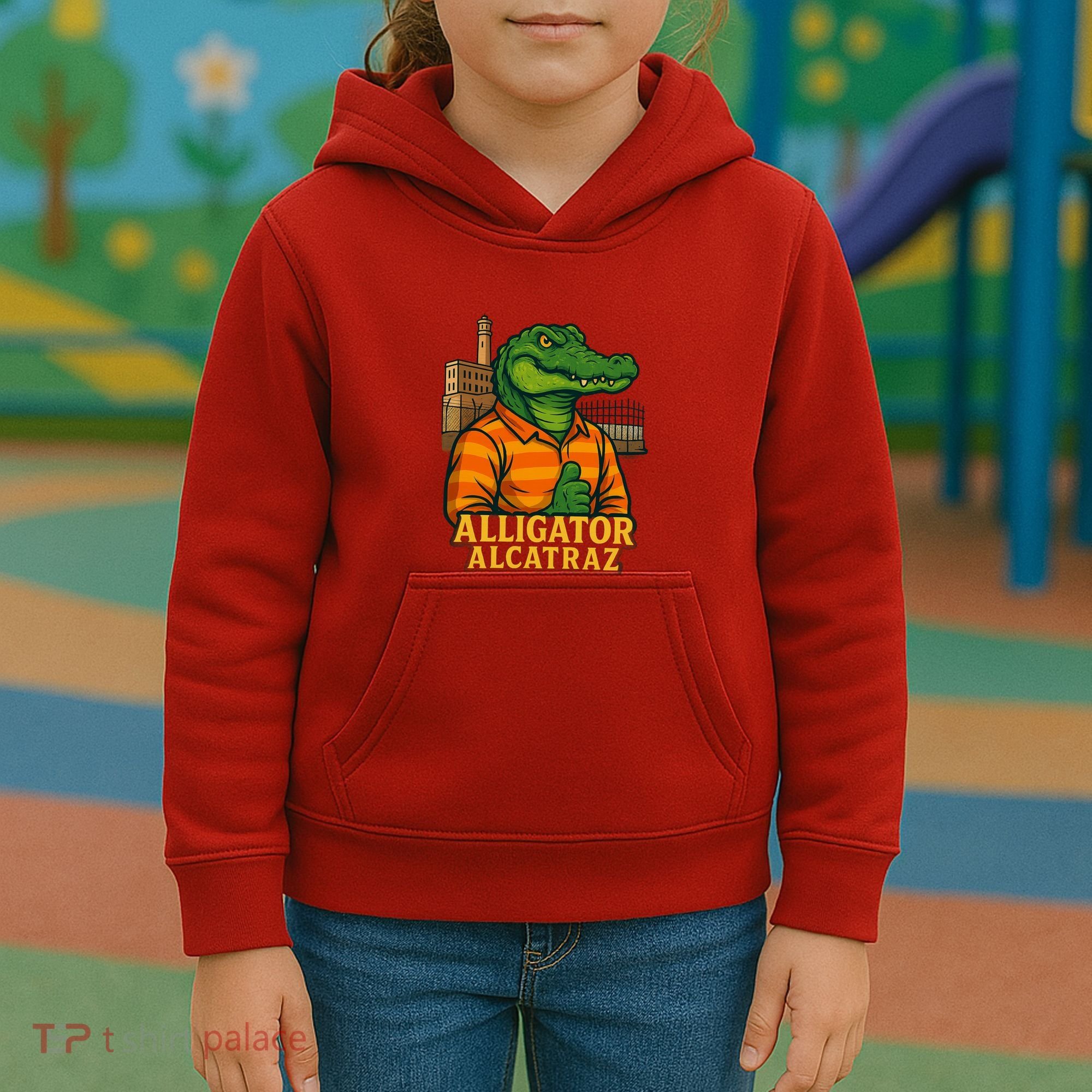 Funny Thumbs Up Alligator Alcatraz Kids Hoodie