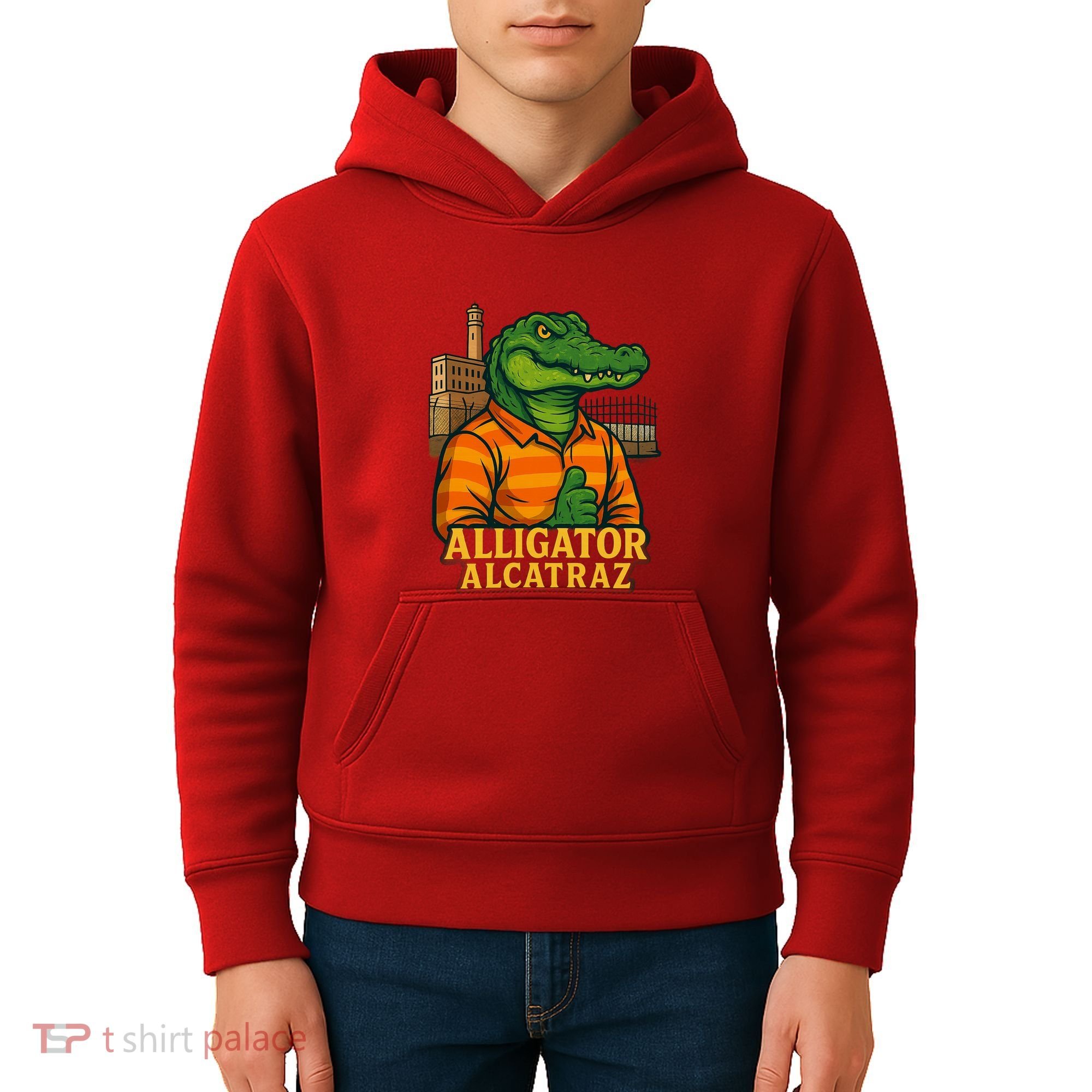 Funny Thumbs Up Alligator Alcatraz Kids Hoodie