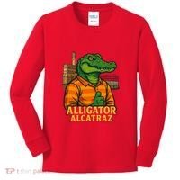 Funny Thumbs Up Alligator Alcatraz Kids Long Sleeve Shirt thumb 0